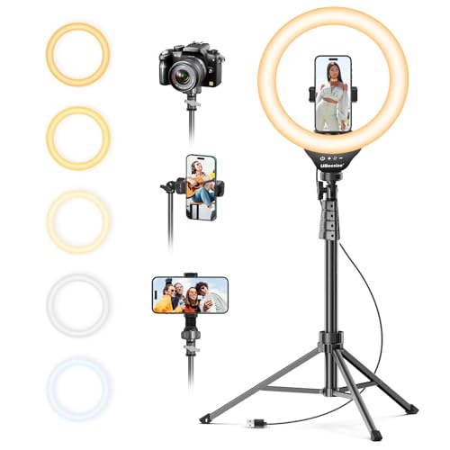 UBeesize 12'' LED Ring Light with 62'' Tripod Stand, Selfie Ring Light for Video Recording, Live Streaming, TikTok & YouTube, Compatible with iPhone & Android (Black) — main product image