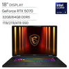 MSI Crosshair 18 HX AI 18-Inch RTX 5070 Gaming Laptop