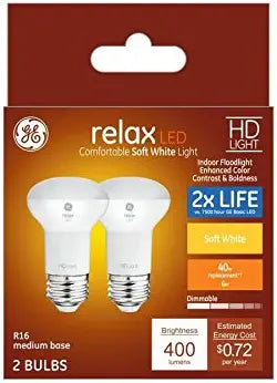 GE 44998 Relax 40W Equivalent Dimmable R16 LED Bulb 2-Pack