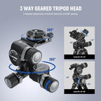 Neewer GM38 3-Way Geared Tripod Head with QR Plate