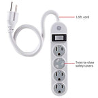 GE 47888 4-Outlet Power Strip with Safety Covers