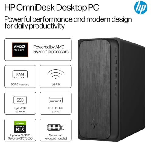 HP OmniDesk Ryzen 7 8700G RTX 3050 Desktop Computer — main product image