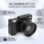 Heayzoki 4K Autofocus Digital Camera Kit with Flip Screen