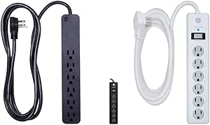 GE Power Strip Surge Protector - 6 Outlets, Flat Plug