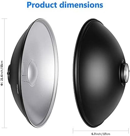Neewer 10092757 21.6" Beauty Dish Bowens Mount Reflector - Honeycomb Grid & Diffuser