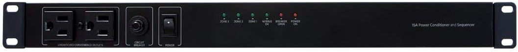 Monoprice 604830 15 Amp Power Conditioner Sequencer Rack Mount