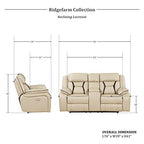Lexicon 194840225089 Wall-Hugger Power Reclining Sofa Set Beige