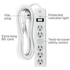 GE 14014 6-Outlet Surge Protector Power Strip 8ft