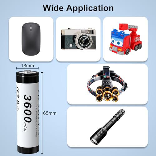 MLGBDC Button Top 18650 Rechargeable Lithium Battery 12-Pack — main product image