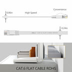 Jadaol Flat Cat 6 Ethernet Cable with Cable Clips