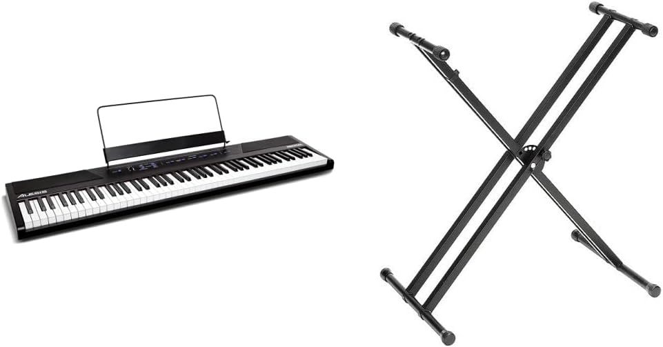 Alesis Recital 88-Key Digital Piano Keyboard Stand Bundle