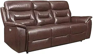 Lexicon Armando Leather Power Reclining Sofa Brown