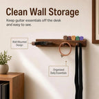 yinyess Solid Wood Guitar Wall Mount with Pick Holder