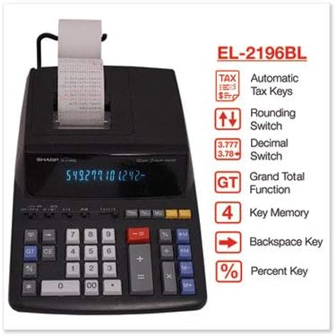 Sharp EL2196BL Standard Function Printing Calculator Black