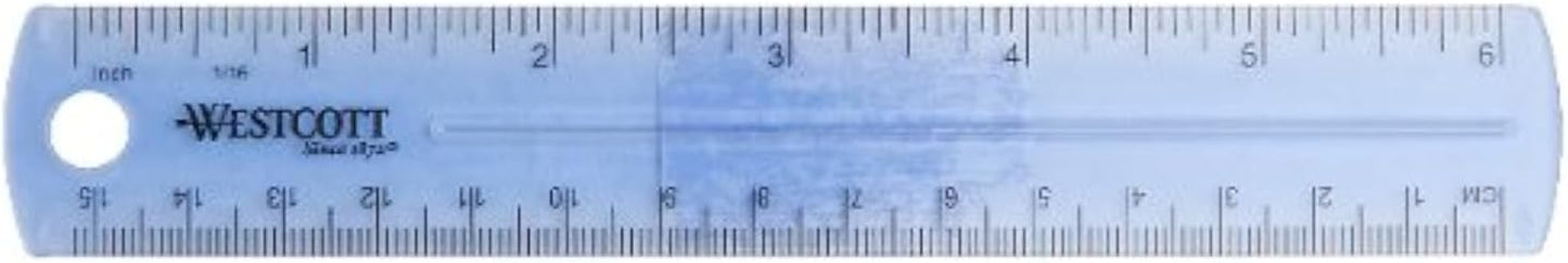 Westcott 6-Inch Plastic Ruler - Assorted Colors, 2-Pack