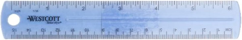 Westcott 6-Inch Plastic Ruler - Assorted Colors, 2-Pack — main product image