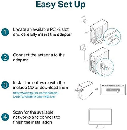 TP-Link TL-WN881ND N300 PCIe WiFi Adapter