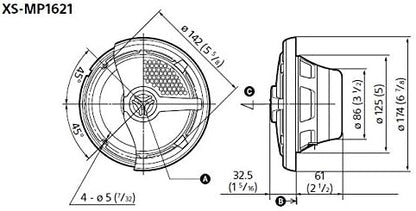 Sony XSMP1621 6.5" 2-Way Marine Coaxial Speaker