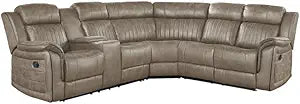 Lexicon Reclining Sectional - Sandy Brown Microfiber