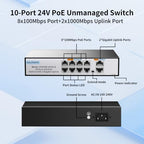GALENAPIX 8-Port 24V Passive PoE Switch with Gigabit Uplinks
