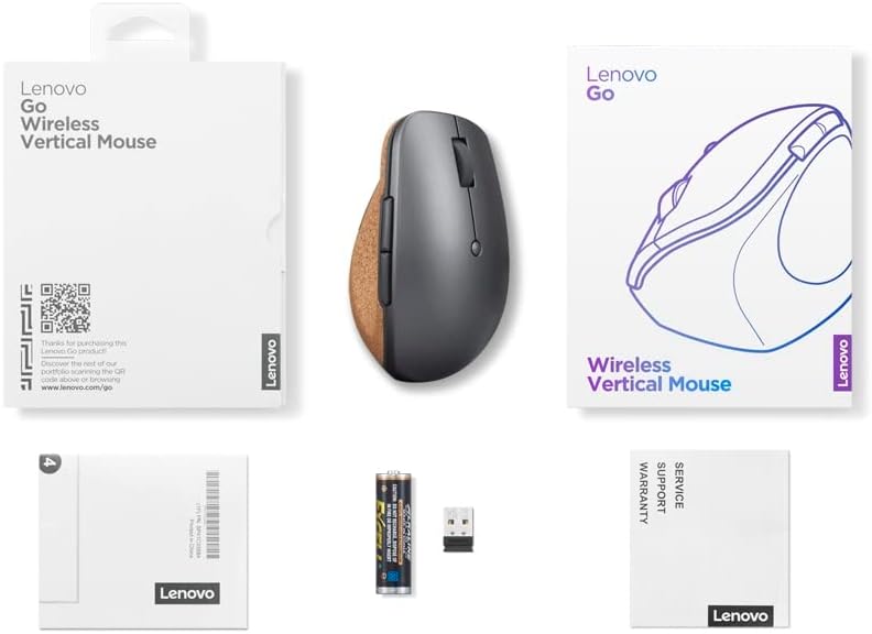 Lenovo GY51C33980 Go Wireless Ergonomic Mouse - Grey