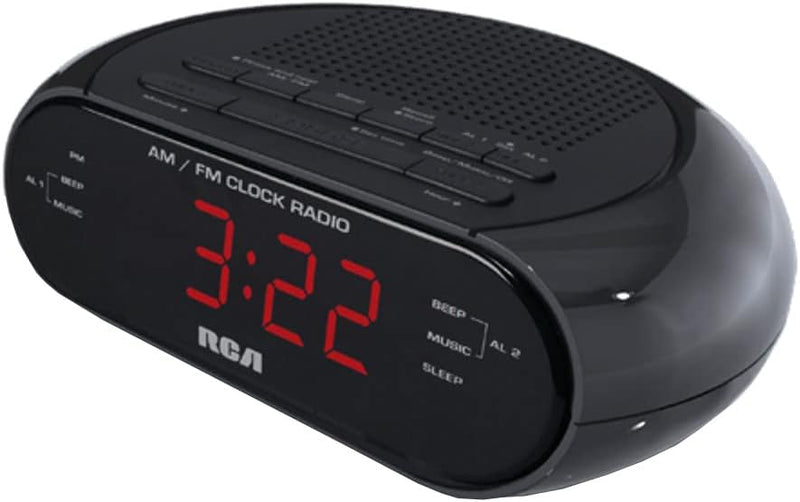 RCA RC205A AM/FM Alarm Clock Black — main product image