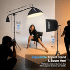 EMART 2-Pack Softbox Studio Lighting Kit with Boom Arm
