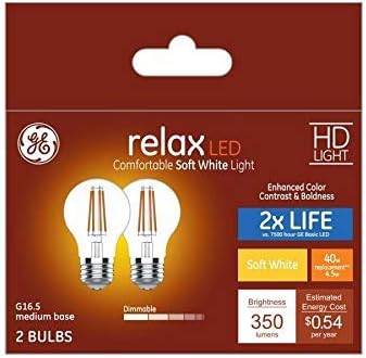 GE Relax Dimmable Globe Light Bulb 40-Watt 2-Pack