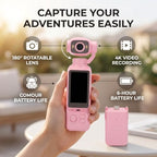 ASHATA Handheld 4K POV Vlogging Camera with Rotating Lens