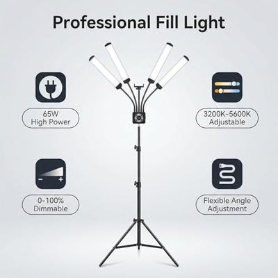 Fockety 4-Arm LED Video Light Kit with Tripod