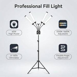 Diydeg 4-Arm Flexible LED Video Fill Light with Floor Tripod