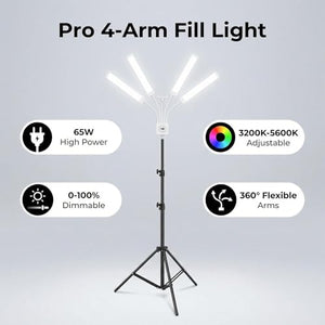 Diydeg Flexible 4-Arm LED Video Light with Floor Tripod
