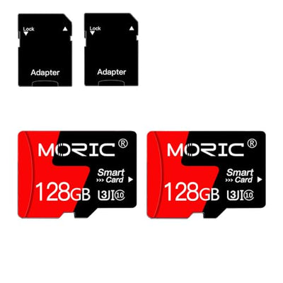 MORIC 128GB microSD Card 2-Pack, Class 10 A1 with Adapters