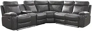 Lexicon Socorro 3-Piece Gray Faux Leather Reclining Sectional — main product image