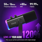 FIFINE USB/XLR Dynamic Microphone for Podcast Recording, PC Computer Gaming Streaming Mic with RGB Light, Mute Button, Headphones Jack, Desktop Stand, Vocal Mic for Singing YouTube-AmpliGame AM8