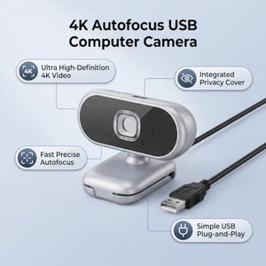 LICAEVEY 4K Auto-Focus USB Webcam with Privacy Cover