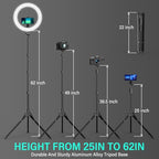 UBeesize 14-Inch Foldable LED Ring Light with 62-Inch Tripod
