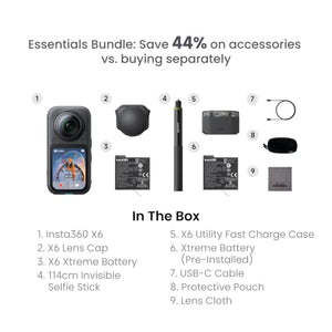 Insta360 X6 Essentials Bundle 8K 360 Action Camera