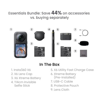 Insta360 X6 Essentials Bundle 8K 360 Action Camera