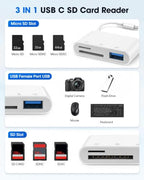 Generic 3-in-1 USB-C SD and MicroSD Card Reader