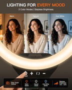 Sensyne 10'' Ring Light with 50'' Extendable Tripod Stand, LED Circle Lights with Phone Holder for Live Stream/Makeup/YouTube Video/TikTok, Compatible with All Phones