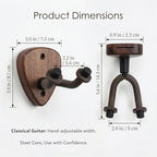 Tapsawp Black Walnut Guitar Wall Mount Hangers, 2 Pack