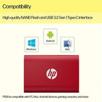 HP Portable P500 500GB External SSD Red