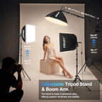 EMART 50W LED Softbox Lighting Kit with Boom Arm