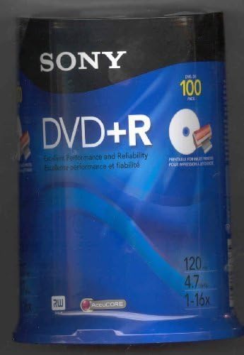 Sony FBA_DVD+R Printable 4.7GB Recordable DVDs 100-Pack