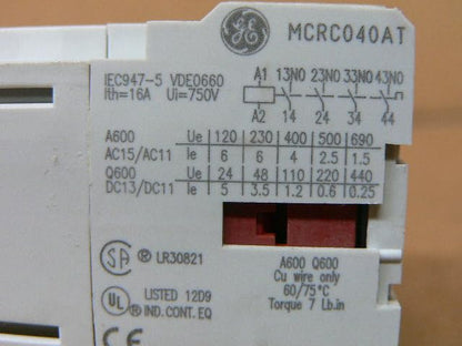 GE Mcrc040at Industrial Control Relay 24V