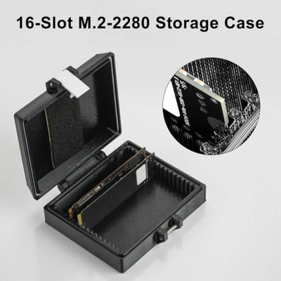 Aukuoy 16-Slot M.2 2280 SSD Storage Box with Lock