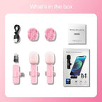 HONGJIEYUAN Pink Wireless Lavalier Microphone Set