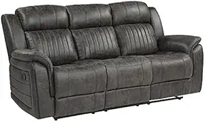 Lexicon Centeroak Gray Microfiber Double Reclining Sofa
