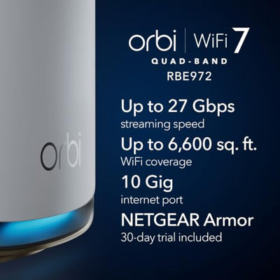 NETGEAR Orbi 970 WiFi 7 Quad-Band Mesh System (2-Pack)
